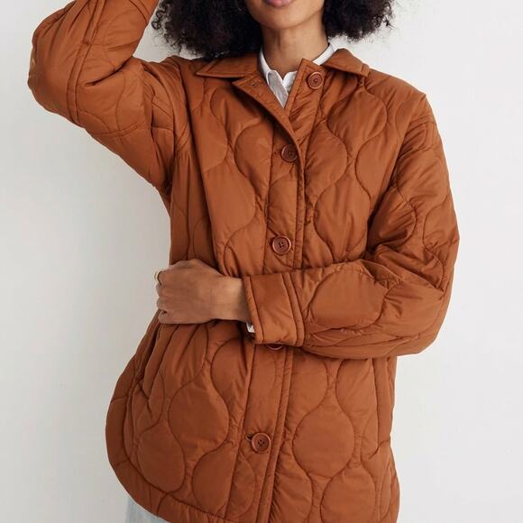 Madewell Jackets & Blazers - Madewell Airpuff Shirt Jacket Womens S Brown Oversized Quilted Button Front
